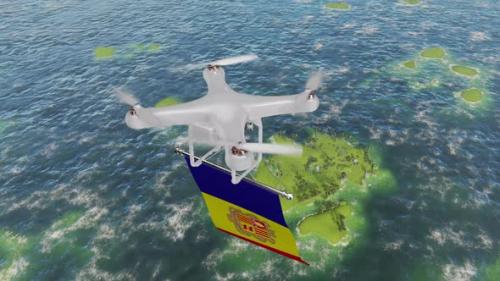 Videohive - The Drone Flying With Algeria Flag Above The Sea - 47666797 - 47666797