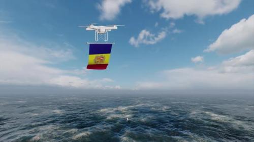 Videohive - Drone Flying Over Ocean With Algeria Flag - 47666801 - 47666801