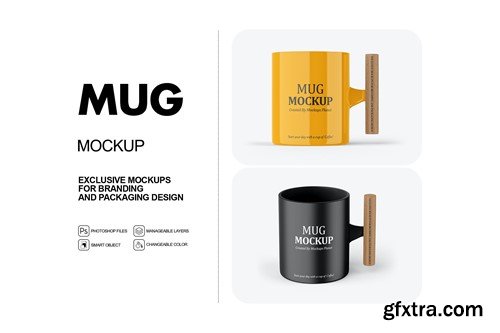 Mug with Wooden Handle Mockups 46U33Y6