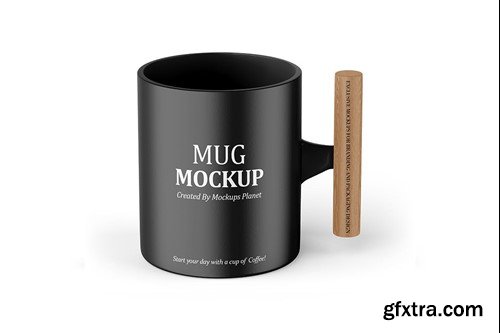 Mug with Wooden Handle Mockups 46U33Y6