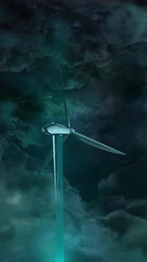 Videohive - Wind Turbines in the Dark Night Sky - 47688482 - 47688482