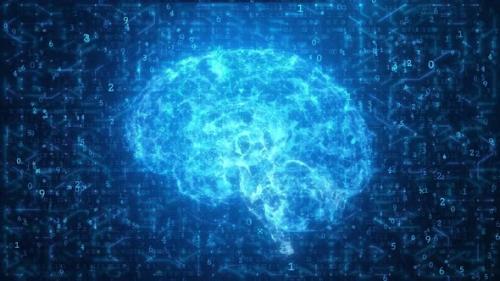 Videohive - AI Artificial intelligence digital brain animation over computer circuit - 47697704 - 47697704