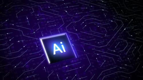 Videohive - Artificial Intelligence (AI) Concept over Dark Circuit Background - 47698676 - 47698676