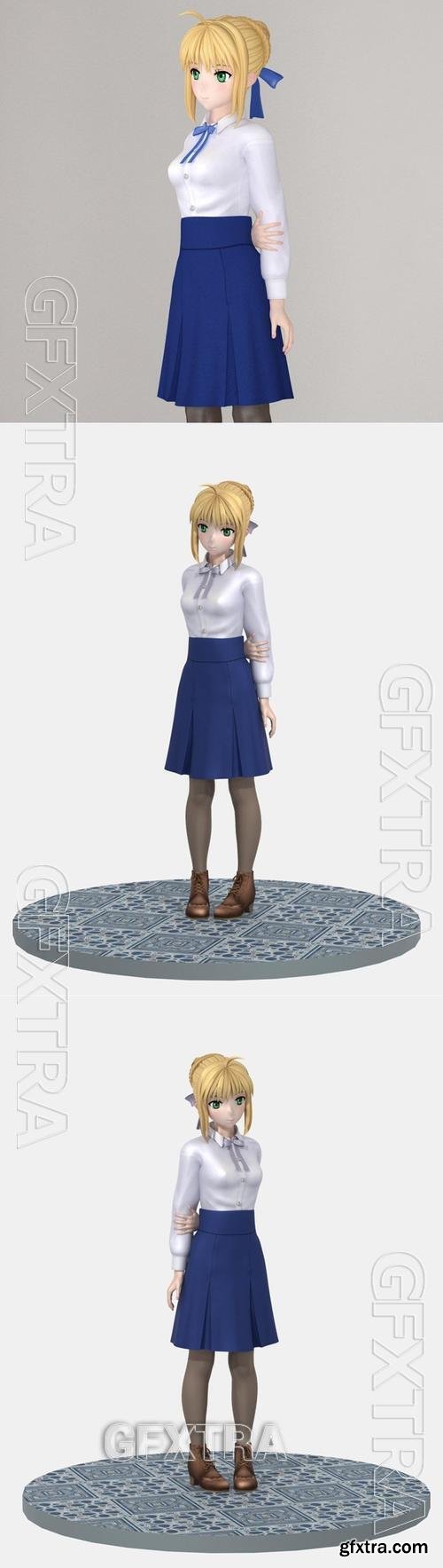 Saber anime girl pose 01 &ndash; 3D Print Model