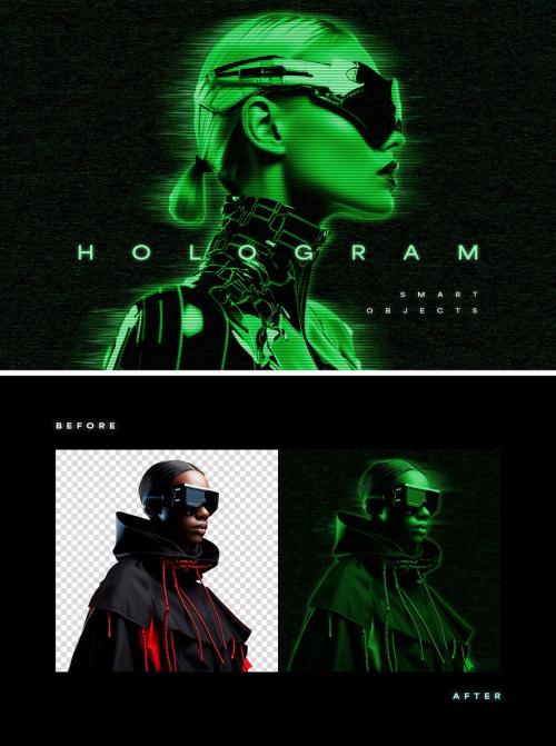 Hologram Matrix Photo Effect Mockup 636329659