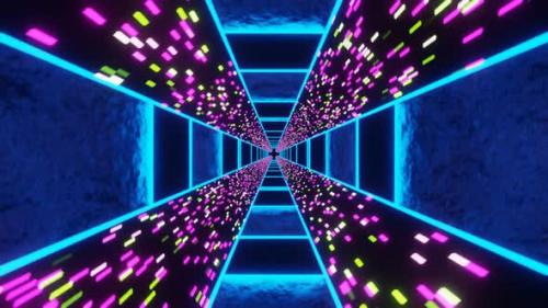 Videohive - Blue Sci-Fi Neon Glow Cyber Tunnel Background Vj Loop In HD - 47690405 - 47690405