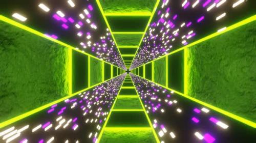 Videohive - Lime Sci-Fi Neon Glow Cyber Tunnel Background Vj Loop In 4K - 47690417 - 47690417