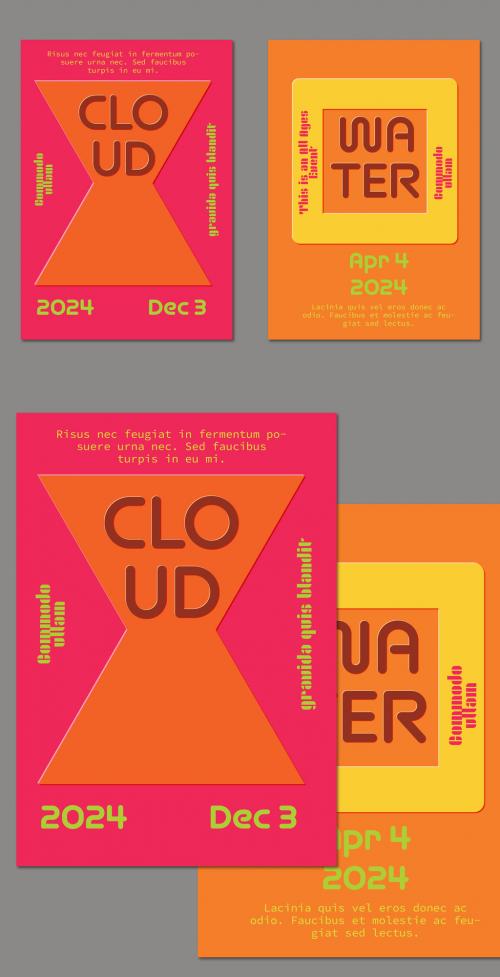 Flyer A4 Embossed Simple Geometric Shape Retro Colors 635950727