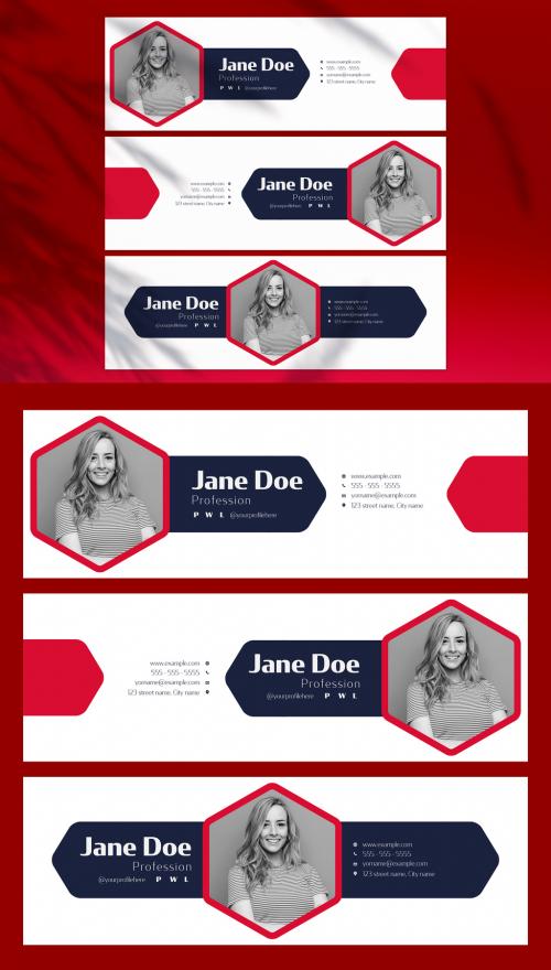 Set Creative Email Signatures with Red Accents Layout 635821196