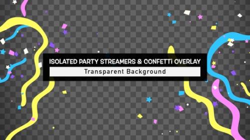 Videohive - Isolated Party Streamers And Confetti Overlay - 47699607 - 47699607