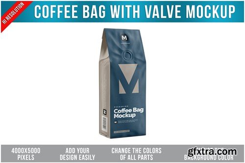 Coffee bag with valve Mockup JXYKBZ4