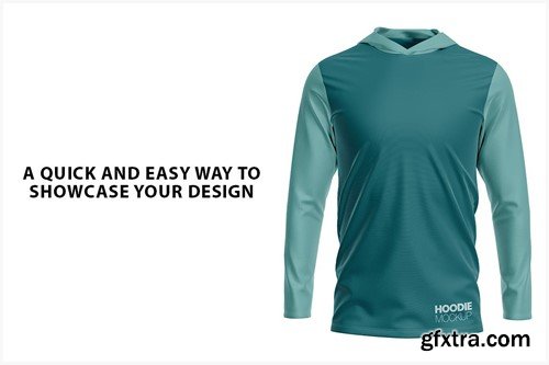 Hooded Long Sleeve T-Shirt Mockup X3MGFFL