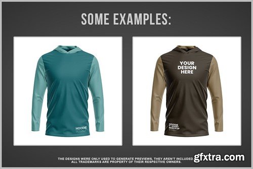 Hooded Long Sleeve T-Shirt Mockup X3MGFFL