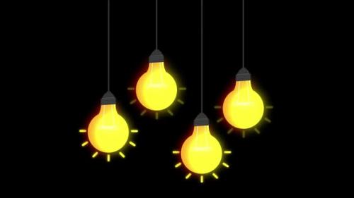 Videohive - Hanging Yellow Light Bulbs Alpha Channel - 47703018 - 47703018