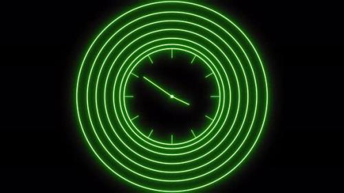 Videohive - Neon clock timelapse green wave - 47703167 - 47703167