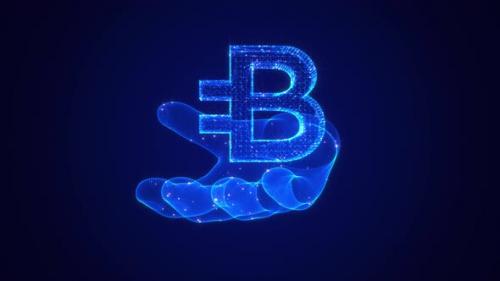 Videohive - Bytecoin Icon In Hand Hologram - 47704280 - 47704280