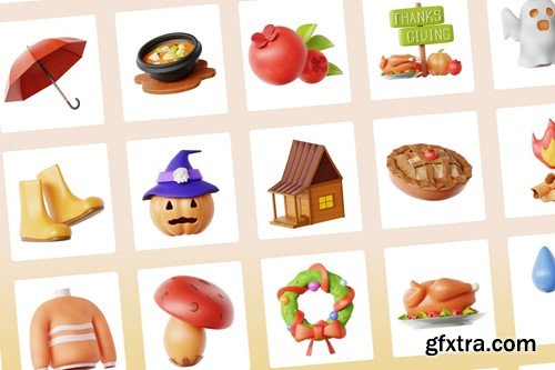 3D Fall (Autumn) Icons FCGDQ6N