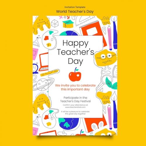 Premium PSD | World teachers' day invitation template Premium PSD