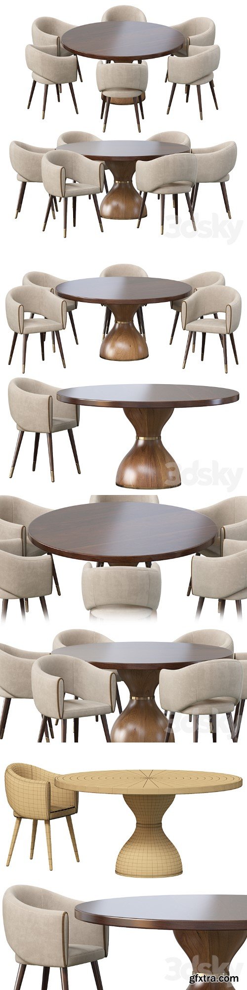 GRACE ARMCHAIR and POINT REYES BOTTICELLI LARGE ROUND DINING TABLE