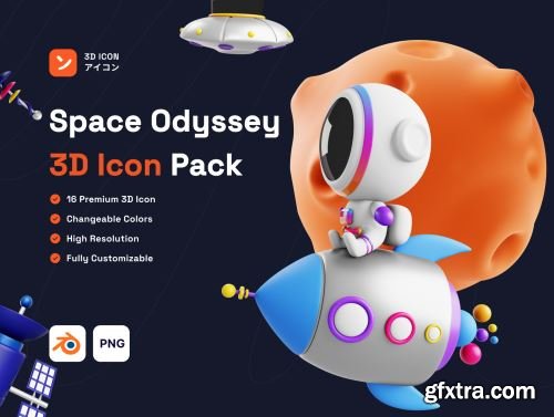 Space Odyssey 3D Icon Pack Ui8.net