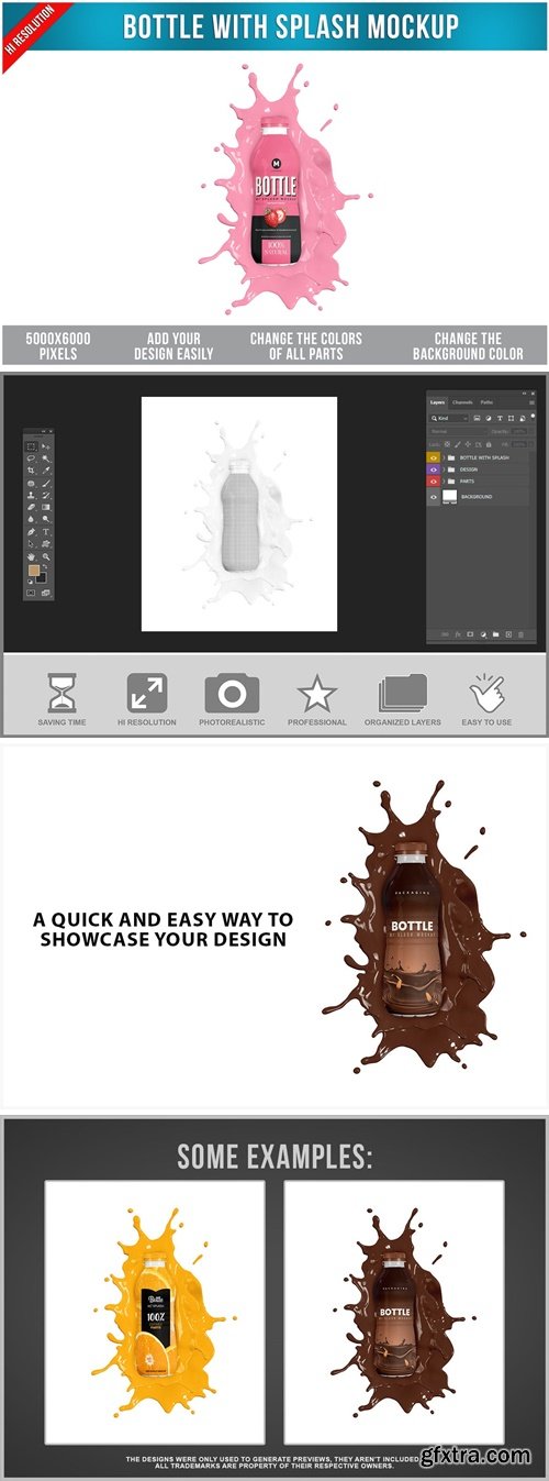 Bottle with Splash Mockup RQFUWC8