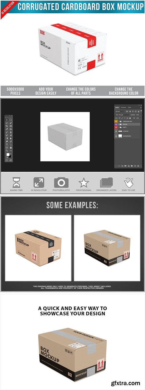 Corrugated Cardboard Box Mockup 29AN9KC