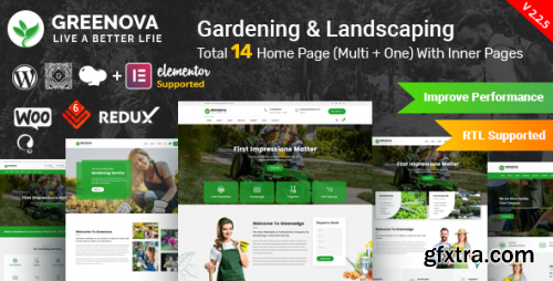 Themeforest - Greenova - Gardening &amp; Landscaping WordPress Theme 21370195 v2.3.3 - Nulled