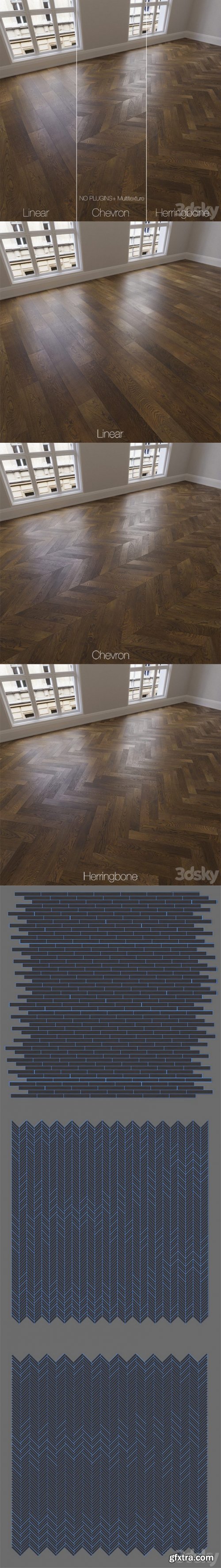 Parquet Natural Oak Smoked 3 Kinds Linear Chevron Herringbone 