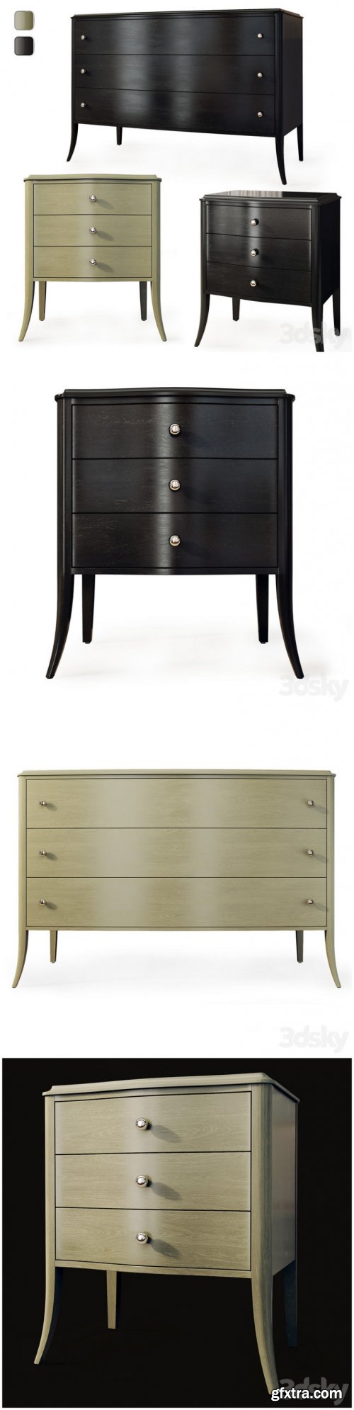 Chest of drawers and bedside table Tiffany from Pinskdrev. Dresser, nightstand