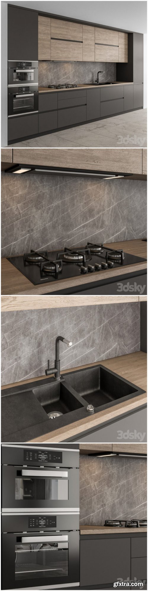 Kitchen Modern – Black and Wood 65