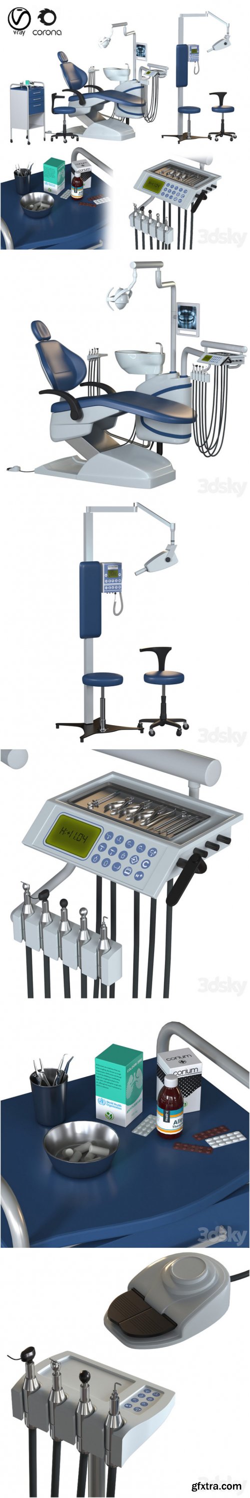Dental chair unit set (hospital equipment VOL 3)