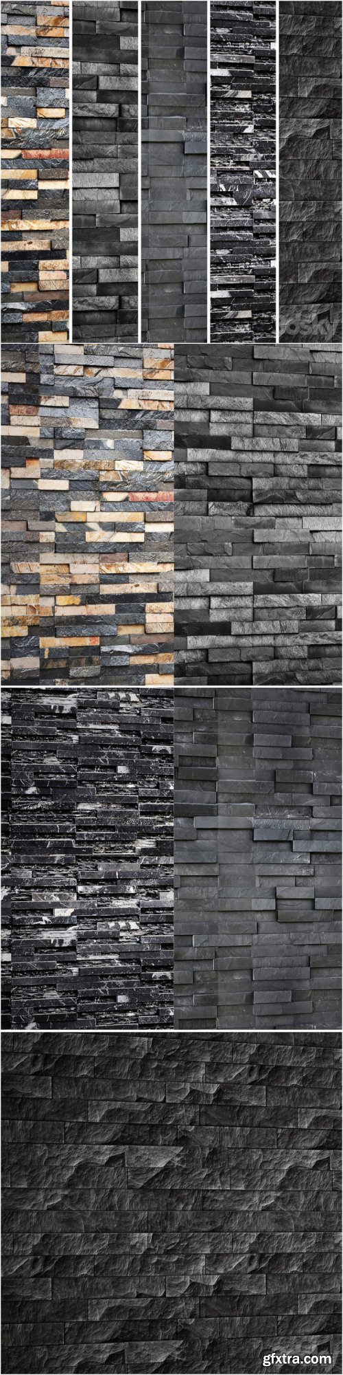 Collection of black stone. Slate, wild stone, wall decor, black stone, decorative, loft, masonry, pane