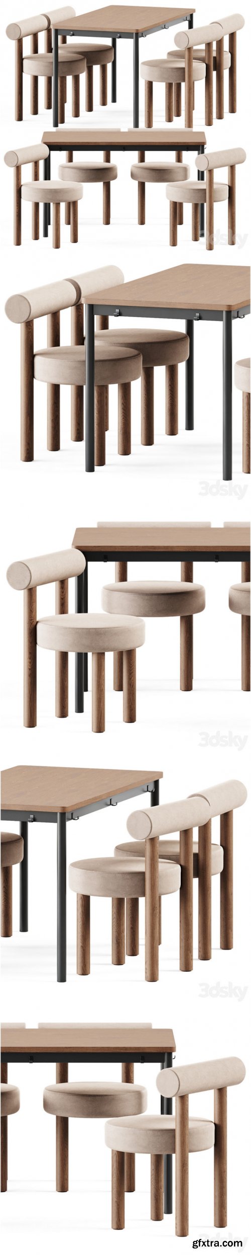 Tommaryd wooden table by Ikea and Chair Gropius CS2 by Noom