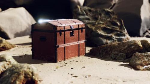 Videohive - Treasure Chest in Sand Dunes on a Beach - 47759659 - 47759659