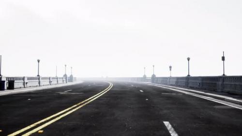 Videohive - Asphalt Highway and Mountain in Deep Fog - 47760285 - 47760285