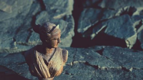 Videohive - Ancient Statue of Woman on Rocky Stones - 47786731 - 47786731