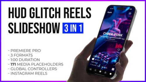Videohive - Hud Glitch Splitscreen Slideshow Reels and Stories | Premiere Pro - 47710395 - 47710395