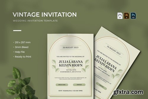 Vintage - Wedding Invitation 7CL5LBU