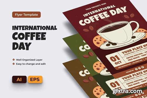 World Coffee Day Flyer Ai & EPS Template 5GYDDVL