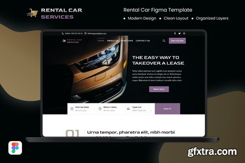 Rental Car Service Figma Landing Page K5U58AM