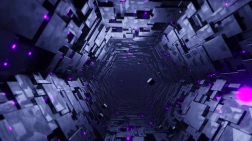 Videohive - Seamless Loop Motion Graphics of Flying into Hexagonal Tech Tunnel - 47738951 - 47738951