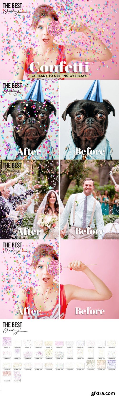 35 Confetti Photoshop Overlays