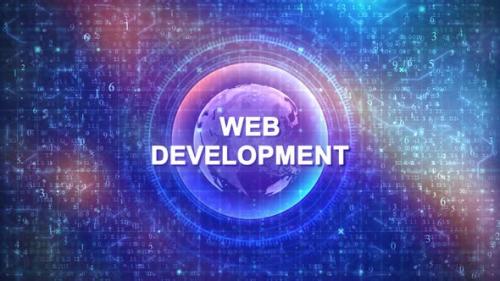 Videohive - Web Development on Futuristic Cyberspace Background with HUD, Numbers, and Globe - 47741863 - 47741863