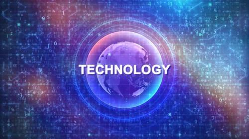 Videohive - Technology Concept over Futuristic Cyberspace Background with HUD, Numbers, and Globe - 47741865 - 47741865