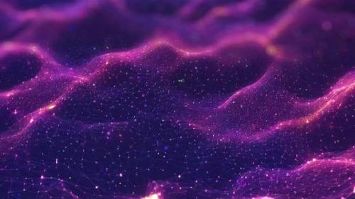 Videohive - Luxurious Abstract Background with Seamless Loop of Digital Data Flow and Sparkling Wave Particles - 47741868 - 47741868