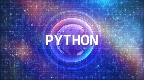 Videohive - Python Concept on Futuristic Cyberspace Background with HUD, Numbers, and Globe - 47741950 - 47741950