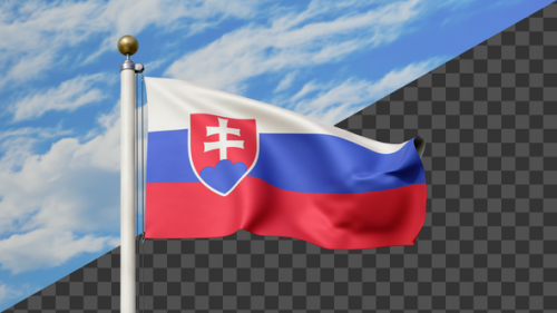 Videohive - Slovakia Flag Waving on a Flag Pole, Alpha Included - 47745458 - 47745458