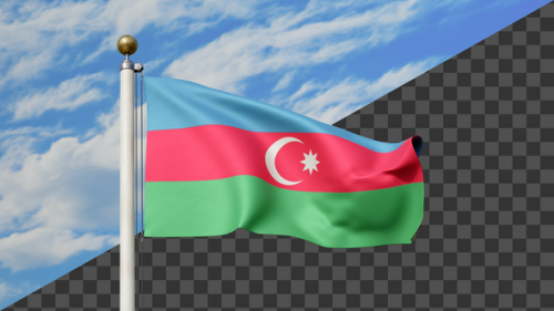 Videohive - Azerbaijan Flag Waving on a Flag Pole, Alpha Included - 47745460 - 47745460