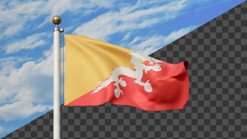 Videohive - Bhutan Flag Waving on a Flag Pole, Alpha Included - 47745462 - 47745462