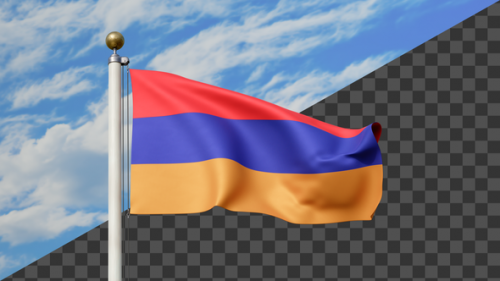 Videohive - Armenia Flag Waving on a Flag Pole, Alpha Included - 47745463 - 47745463